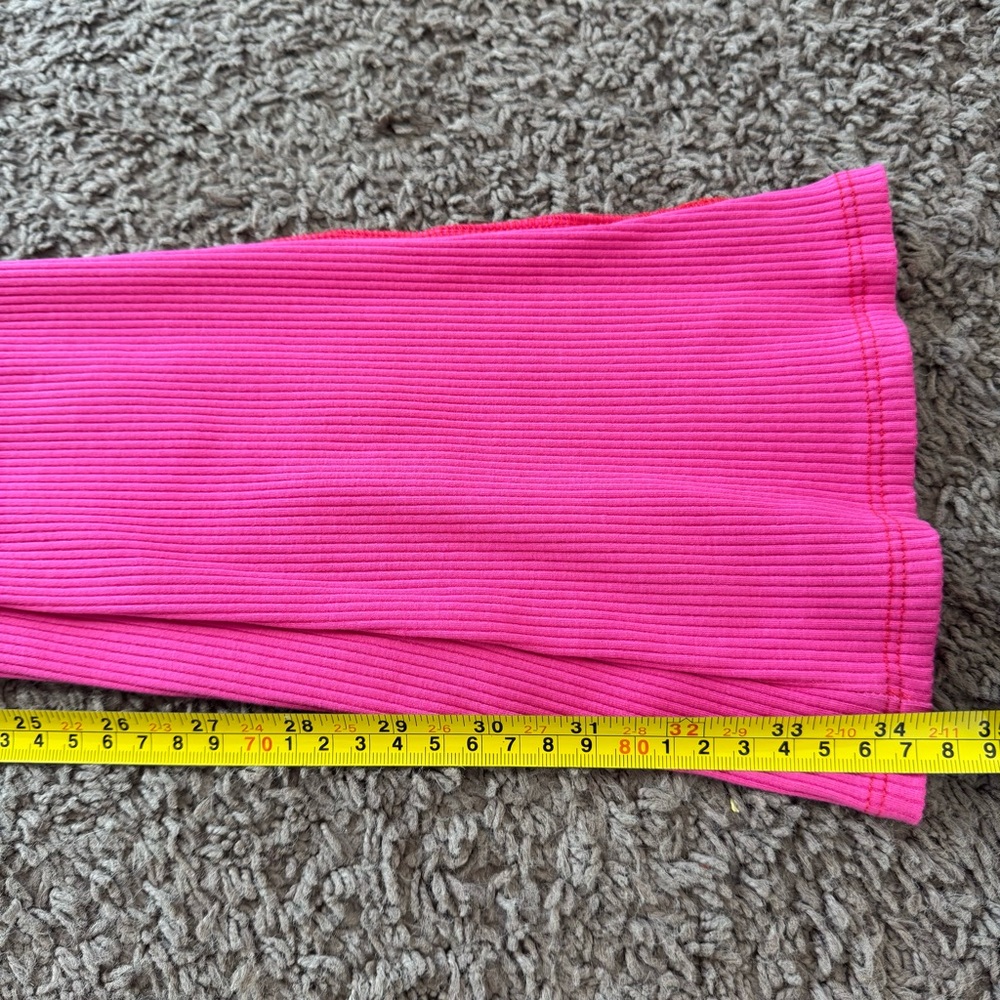 Naked Wardrobe Set Outfit Red Pink Crop Top Flare Leggings Colorblock Tall S - Picture 10 of 10